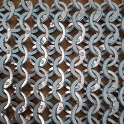 Dark Gray Aluminum Chainmail Hauberk – 9mm Flat Ring Half Sleeve Front Open Armor