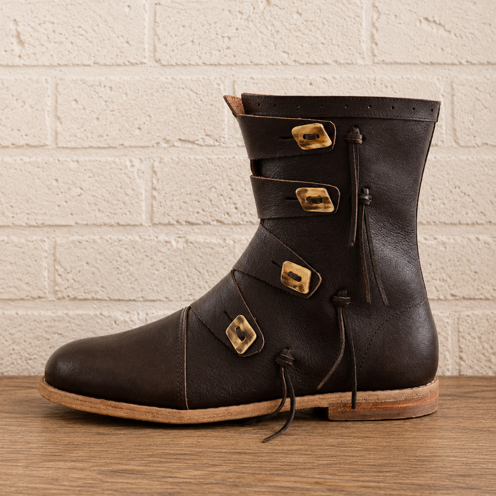 Viking Leather Ankle Boots – Handmade Medieval Renaissance Shoes for LARP, Cosplay & Historical Reenactment