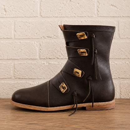 Viking Leather Ankle Boots – Handmade Medieval Renaissance Shoes for LARP, Cosplay & Historical Reenactment