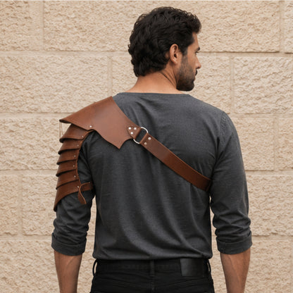 Warrior’s Leather Pauldron Armor – Handmade Medieval Shoulder Armour for Viking, LARP & Cosplay Costumes