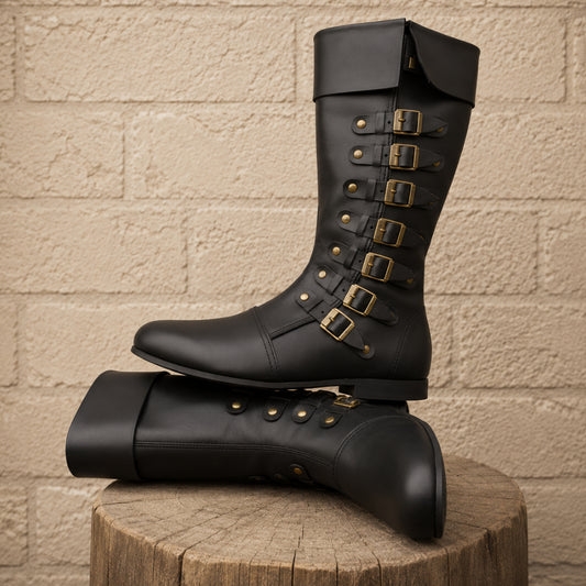 Medieval Leather Boots – Viking & Pirate Style Footwear for Ren Faire, Reenactments, Theater & Halloween Events