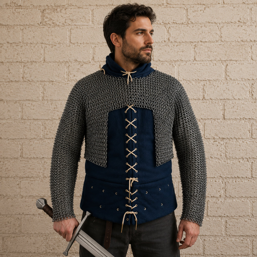 Medieval Chainmail Half Hauberk – 9mm Flat Riveted Ring Armor Shirt for LARP, Reenactment & Cosplay