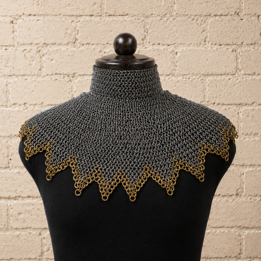 9mm Chainmail Gorget Collar – 8mm Flat Riveted & Solid Mild Steel Armor