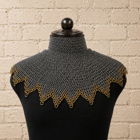 9mm Chainmail Gorget Collar – 8mm Flat Riveted & Solid Mild Steel Armor