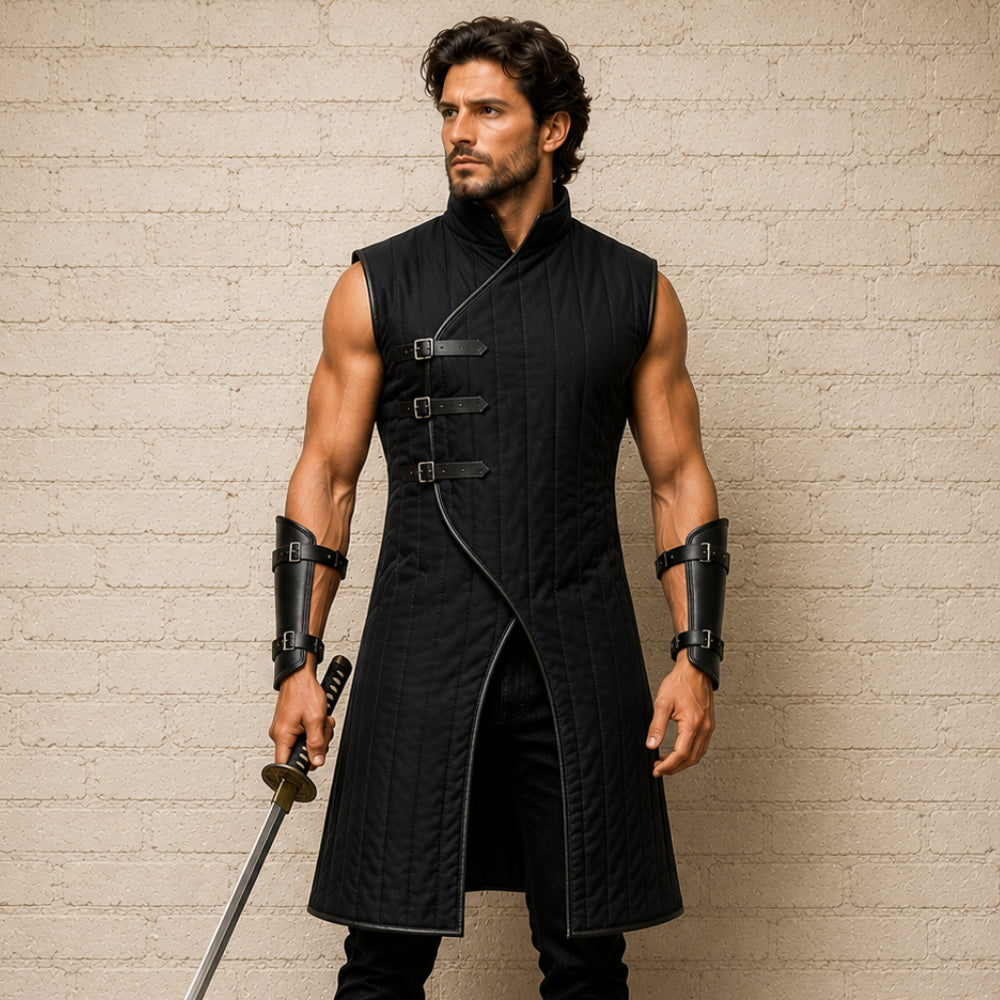 Sleeveless Royal Blue Gambeson | Medieval Padded Costume for Ren Faire & Halloween