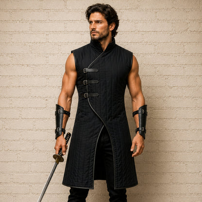 Sleeveless Royal Blue Gambeson | Medieval Padded Costume for Ren Faire & Halloween