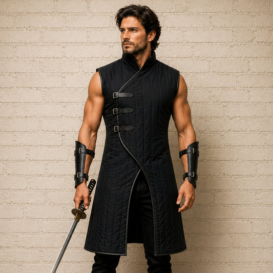 Sleeveless Royal Blue Gambeson | Medieval Padded Costume for Ren Faire & Halloween