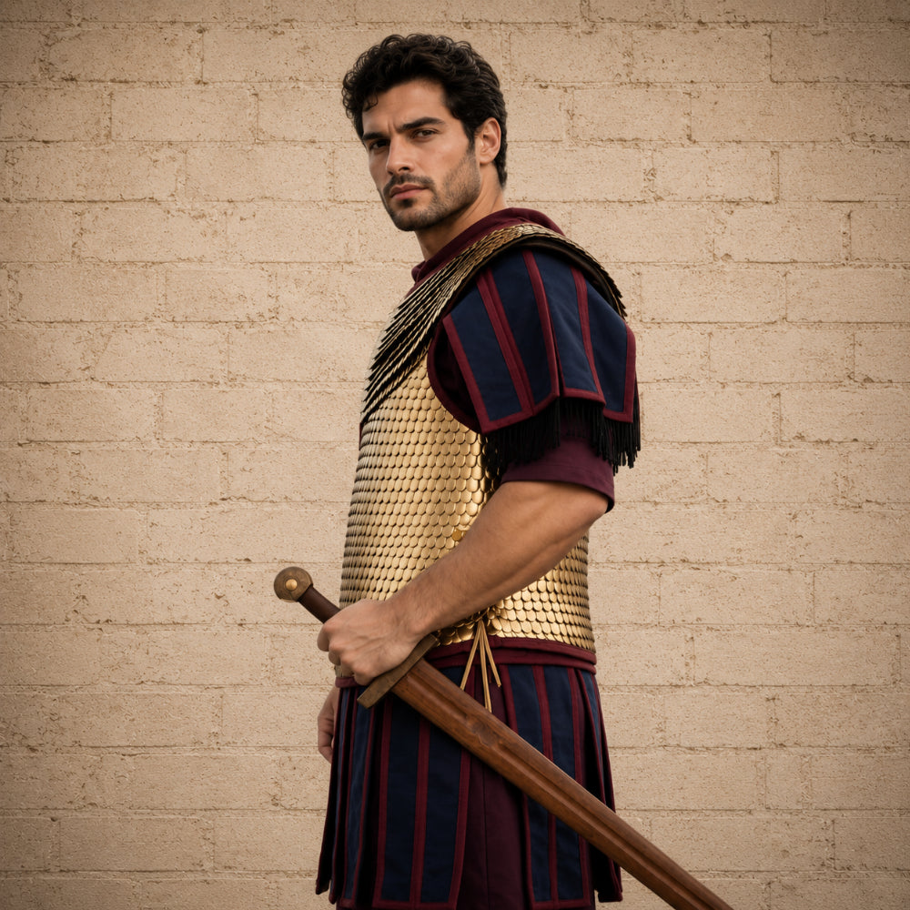 Handmade Roman Lorica Squamata Brass Scale Armor – Historical LARP & Reenactment Soldier Costume