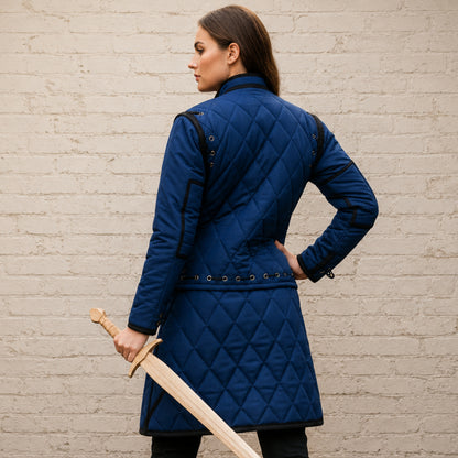 Royal Blue Medieval Gambeson – Padded Armor for Historical Reenactment