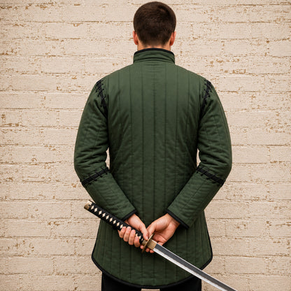 Witcher-Inspired Grey & Black Gambeson – Renaissance Fair Costume