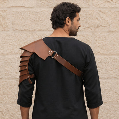 Warrior’s Leather Pauldron Armor – Handmade Medieval Shoulder Armour for Viking, LARP & Cosplay Costumes