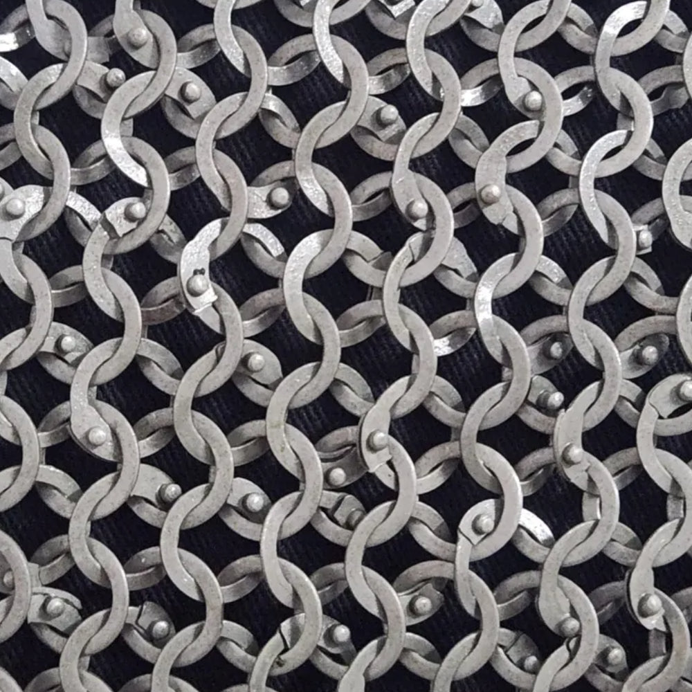 9MM Mild Steel Chainmail Hauberk with Attached Gloves – Flat Riveted Medieval Armor