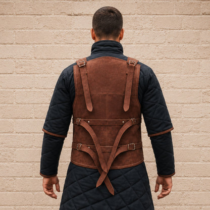 Medieval Leather Body Armor – Brown Mercenary Costume for Ren Faire, LARP & Cosplay