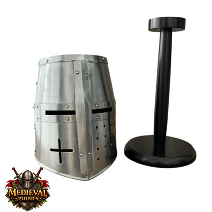 Templar Crusader Helmet with Display Stand : Knight helmet , Gift for Him