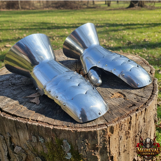 Hand made Clamshell Gauntlets – 16G Steel Knight Armor Gloves for LARP & Cosplay
