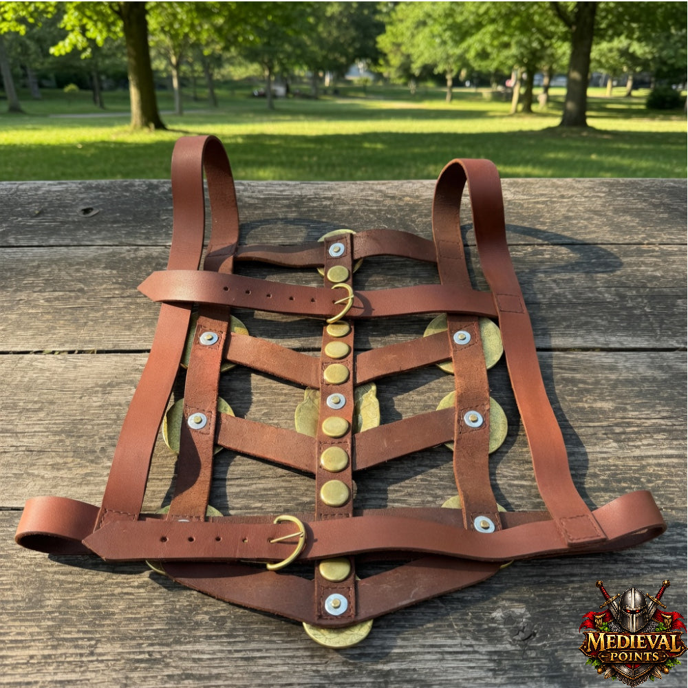 Roman Phalera Belt – Brass & Leather Military Reenactment Soldier Belt