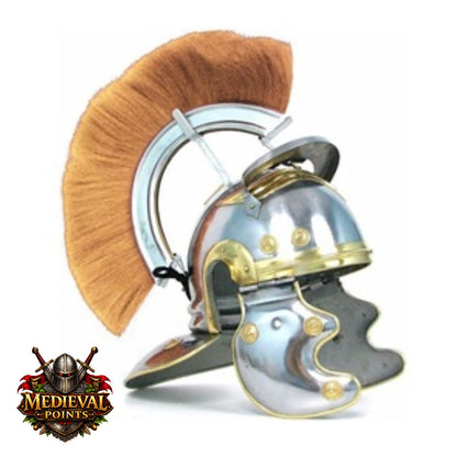 New Roman Centurion Helmet with Stand, Centurion Helmet With Brown Hair