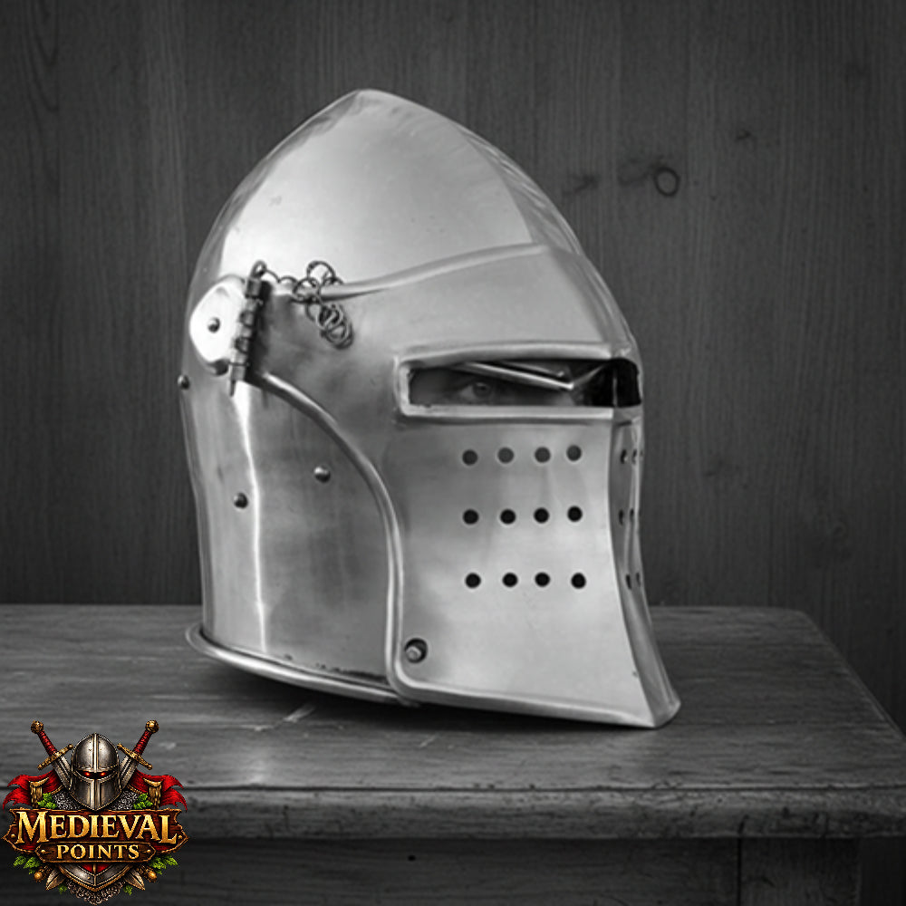 Medieval Barbute Helmet | Barbuta Reenactment Helmet | Stand For Cosplay And Costumes