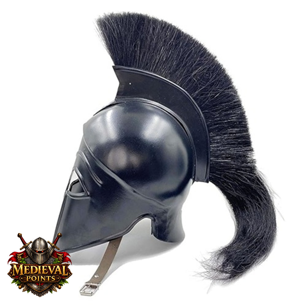 Corinthian Helmet : Warrior Medieval Helmet with Wooden Stand