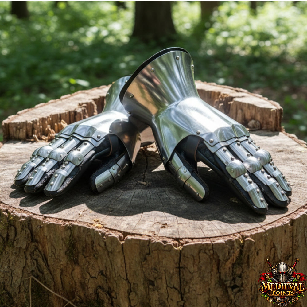 Mild steel Hourglass Gauntlets – 16G Steel Knight Armor Gloves for LARP & Cosplay