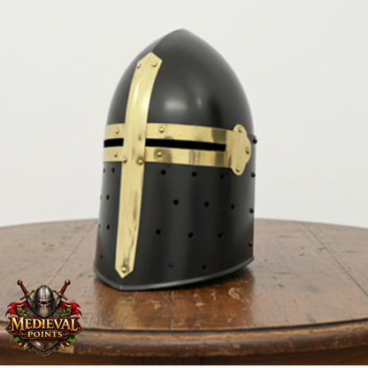 New Suger-loaf Helmet With Wooden Stand  , Crusader Helmet