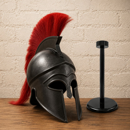 Greek Corinthian Warrior Helmet with Display Stand – Ancient Armor Collectible Gift