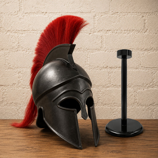 Greek Corinthian Warrior Helmet with Display Stand – Ancient Armor Collectible Gift