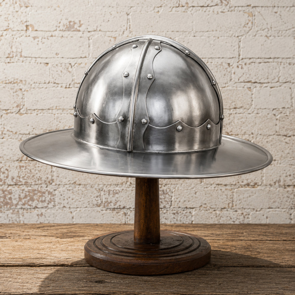 Medieval Kettle Hat Helmet – Handcrafted 18 Gauge Steel Wearable Knight Armor for Reenactment, LARP & Display