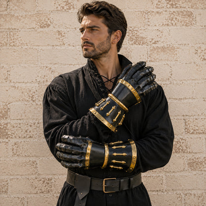 Medieval 16 Gauge Steel Gauntlets – Functional Hand Armor with Leather Lining | SCA Combat, LARP & Reenactment Gloves