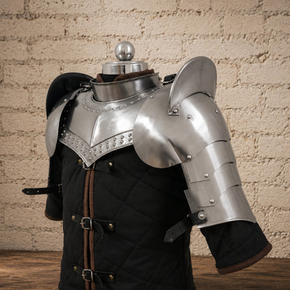 Medieval Steel Pauldrons with Gorget – Knight Shoulder Armor Set