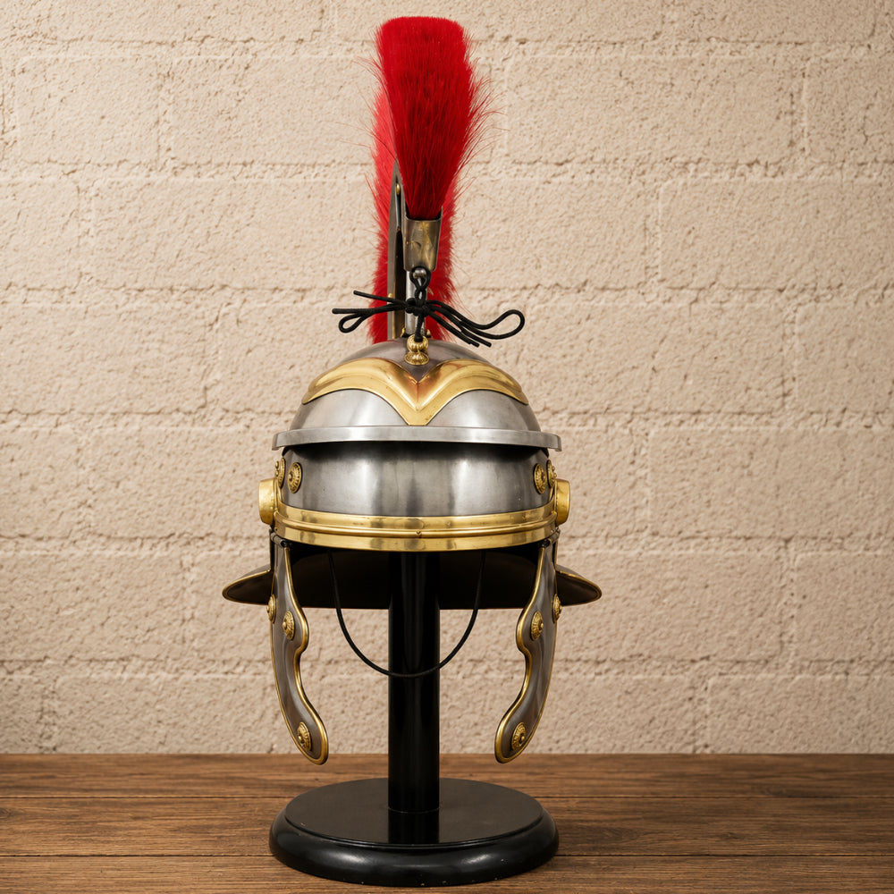 Roman Centurion Helmet with Red Plume & Display Stand – Perfect New Year Gift