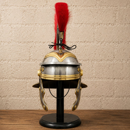 Roman Centurion Helmet with Red Plume & Display Stand – Perfect New Year Gift