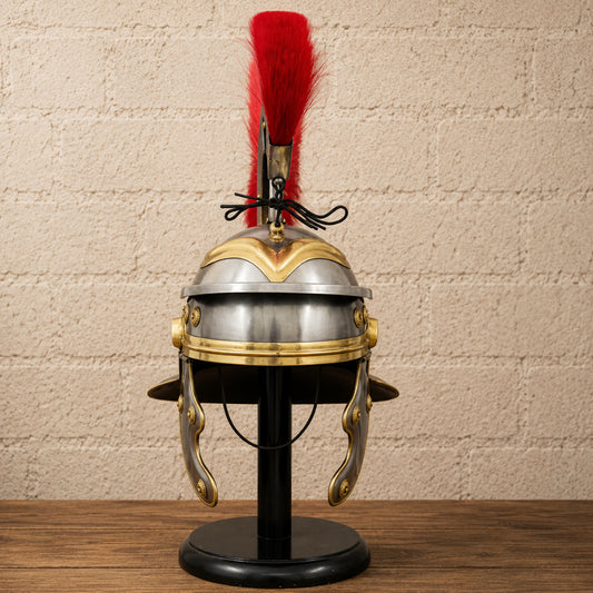Roman Centurion Helmet with Red Plume & Display Stand – Perfect New Year Gift