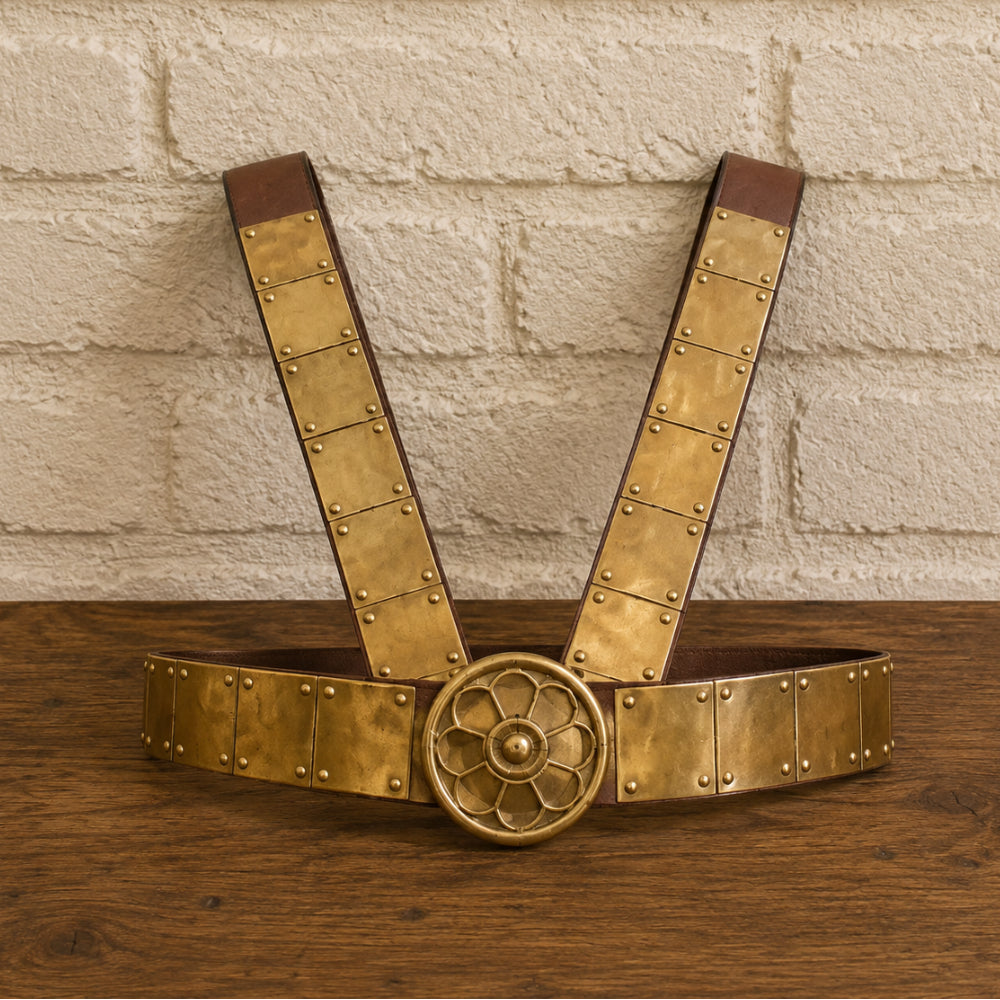 Roman Military Leather Cingulum | Historical Warrior Belt with Brass Hardware