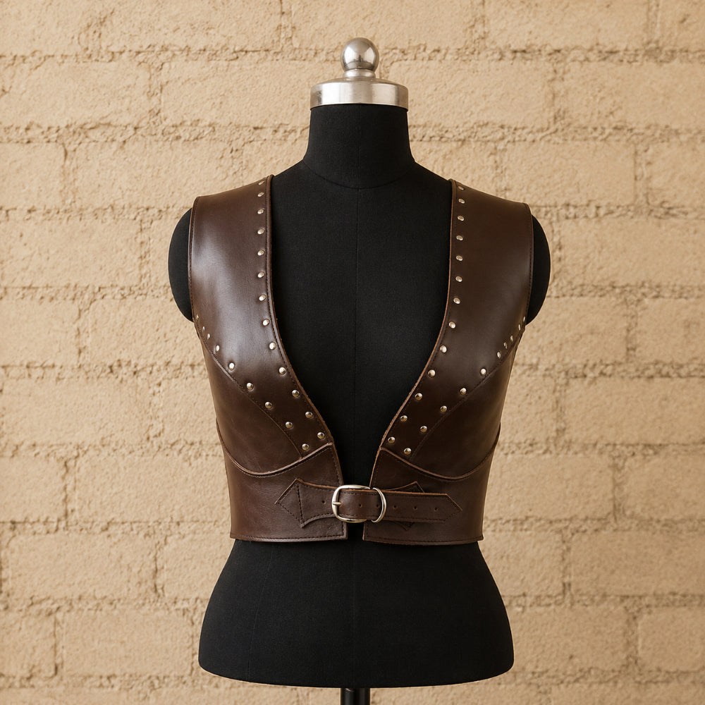 Shieldmaiden Warrior Leather Vest – Viking Armor for LARP & Cosplay