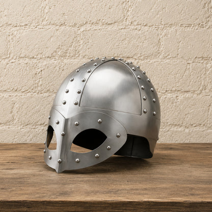 Steel Viking Norse Spectacle Helmet with Wooden Display Stand
