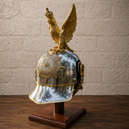 German Pickelhaube Spiked Helmet with Prussian Eagle Crest – Military Replica