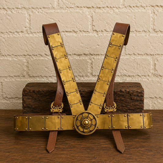 Roman Military Leather Cingulum | Historical Warrior Belt with Brass Hardware
