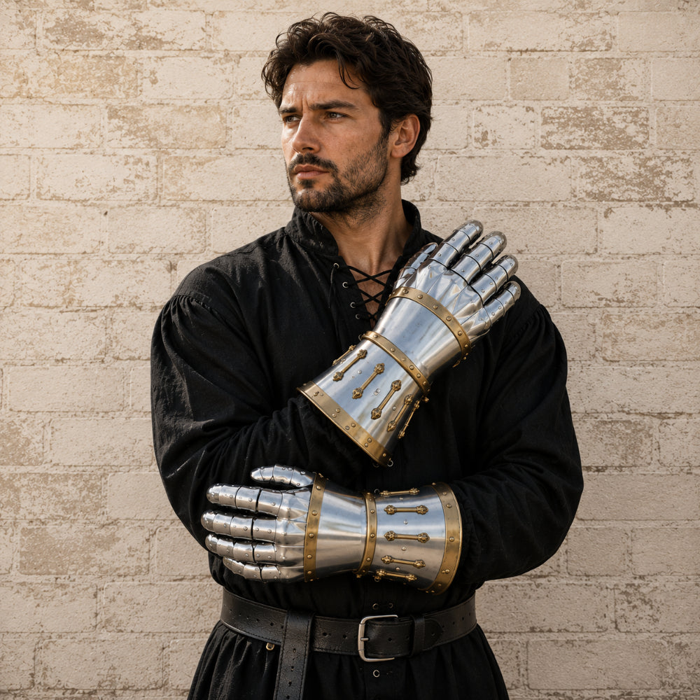 Medieval 16 Gauge Steel Gauntlets – Functional Hand Armor with Leather Lining | SCA Combat, LARP & Reenactment Gloves