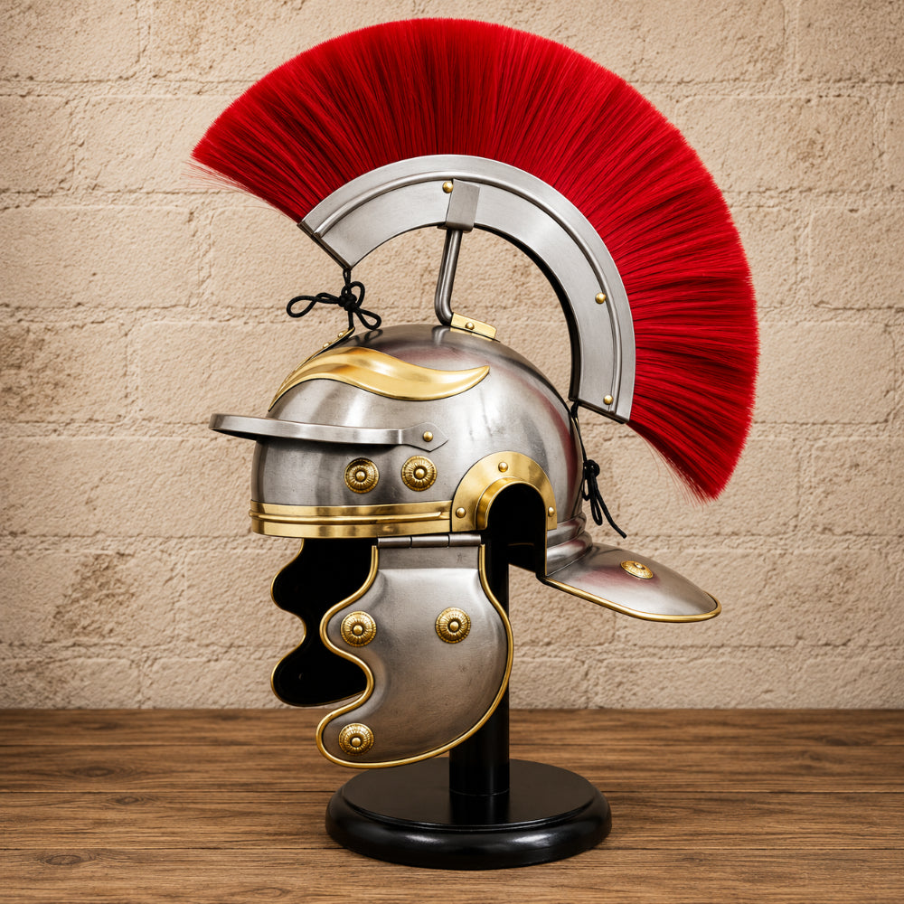 Roman Centurion Helmet with Red Plume & Display Stand – Perfect New Year Gift