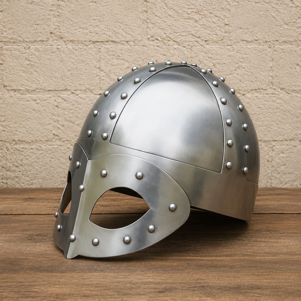 Steel Viking Norse Spectacle Helmet with Wooden Display Stand