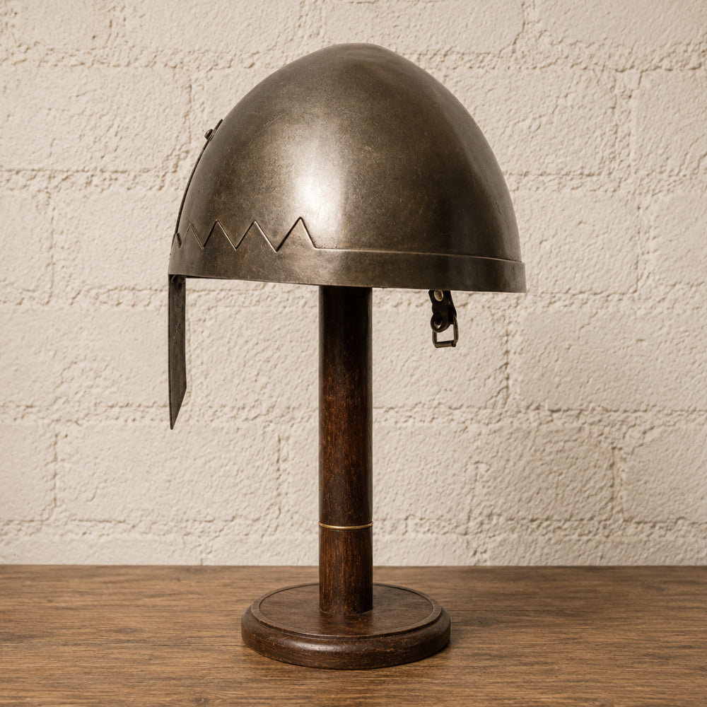 Medieval Norman Nasal Helmet with Display Stand – Knight Armor Helm for LARP, SCA & Reenactment
