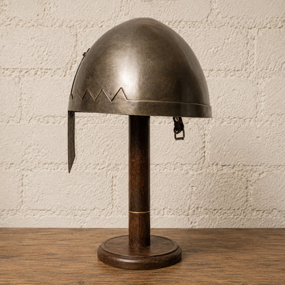Medieval Norman Nasal Helmet with Display Stand – Knight Armor Helm for LARP, SCA & Reenactment