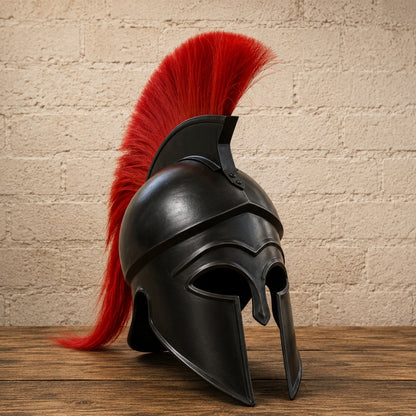 Greek Corinthian Warrior Helmet with Display Stand – Ancient Armor Collectible Gift