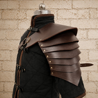 Gladiator Leather Pauldron – Medieval Shoulder Armor for Viking & Warrior Costumes