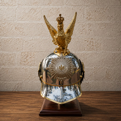 German Pickelhaube Spiked Helmet with Prussian Eagle Crest – Military Replica