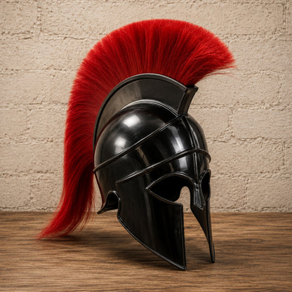Greek Corinthian Warrior Helmet with Display Stand – Ancient Armor Collectible Gift
