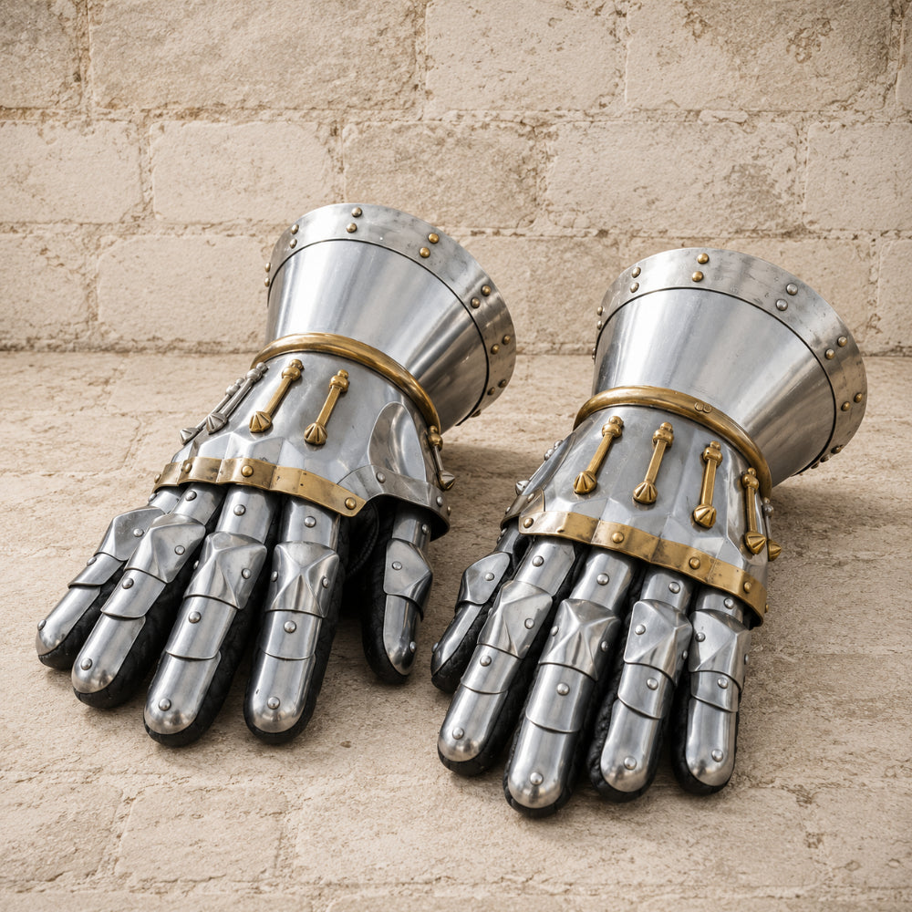 Medieval 16 Gauge Steel Gauntlets – Functional Hand Armor with Leather Lining | SCA Combat, LARP & Reenactment Gloves