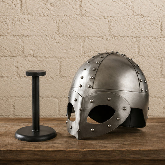 Steel Viking Norse Spectacle Helmet with Wooden Display Stand