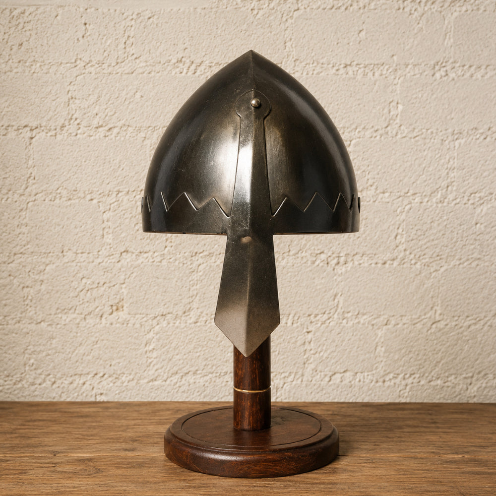 Medieval Norman Nasal Helmet with Display Stand – Knight Armor Helm for LARP, SCA & Reenactment